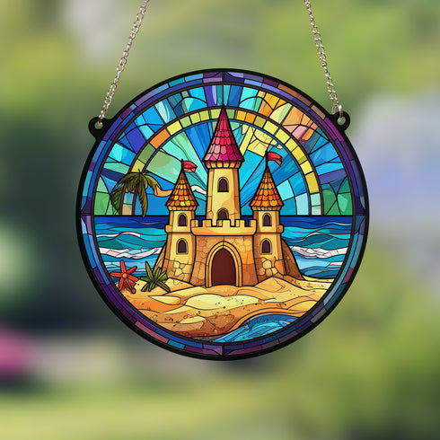 Sandcastle Stained Glass Effect Suncatcher